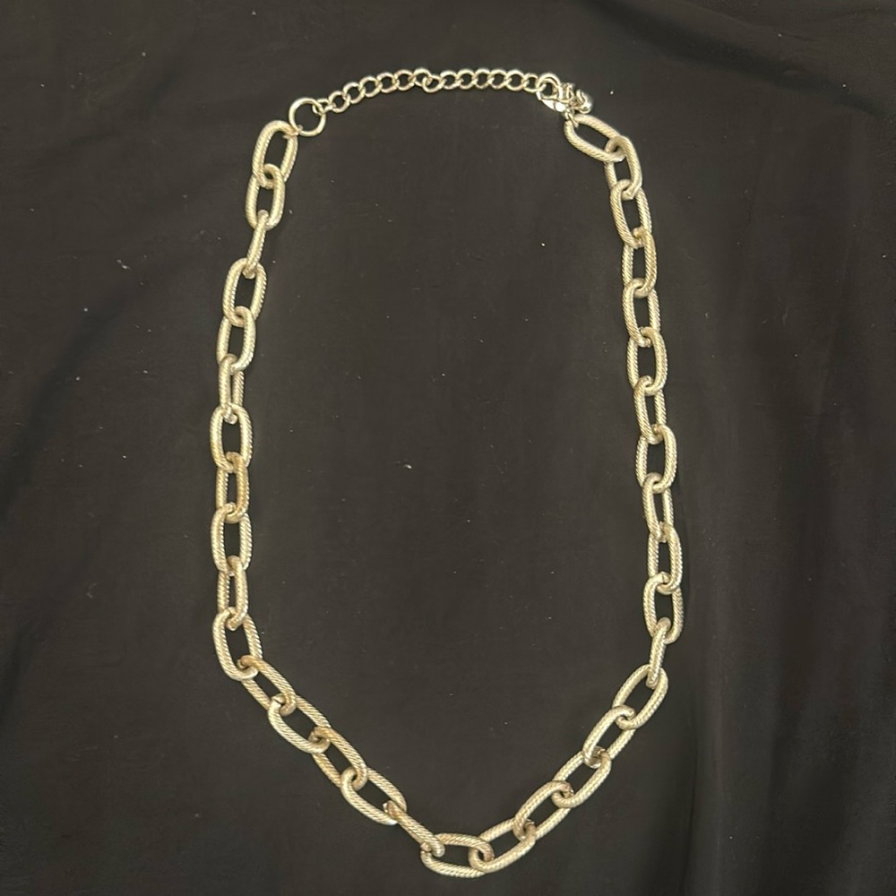 Silver colored necklace.  Light weight.